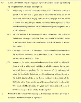 S106 Criteria Extra information