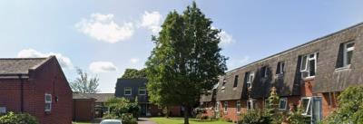 Front view of building